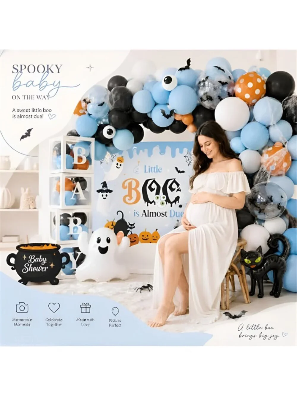 Halloween Baby Shower Decoration Boy,A Little Boo is Almost Due Party Decor